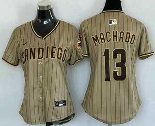 Women%27s San Diego Padres #13 Manny Machado Khaki Limited Cool Base Jersey